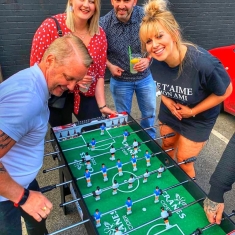 outdoor street food market table football