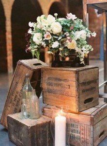 wedding crates floral display